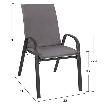 OUTDOOR DINING SET 5PCS HM10568.01 CHAIRS WITH CUSHION & TABLE 120X70cm - GREY