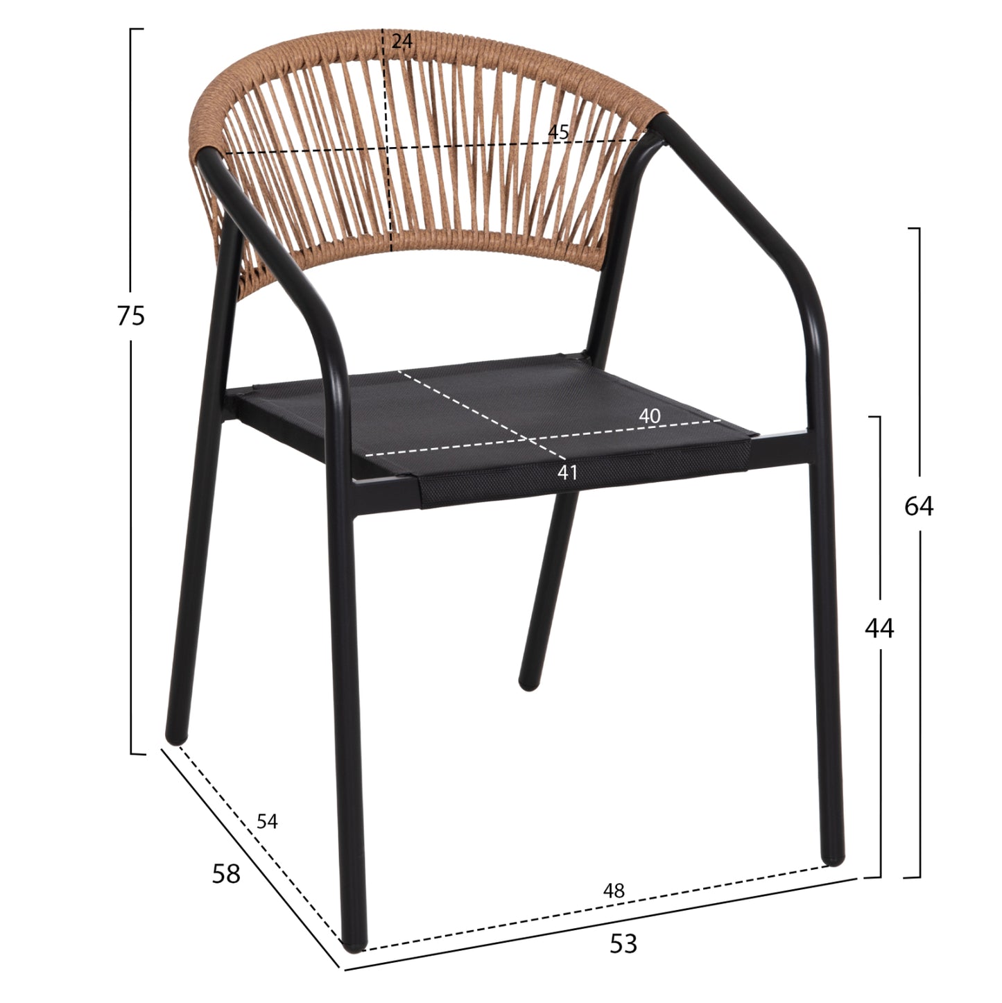 OUTDOOR DINING SET 5PCS ADAM HM10727.03 METAL CHAIRS & TABLE 120x70cm BLACK