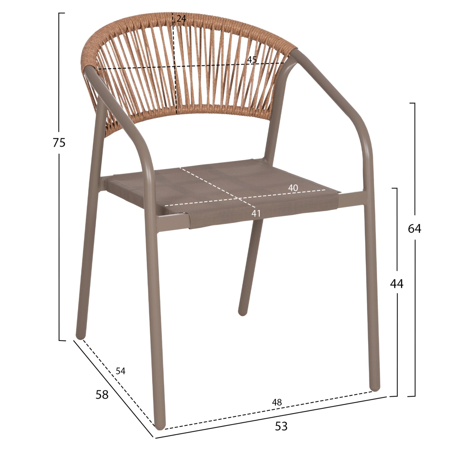 OUTDOOR DINING SET 5PCS BRUNO HM10860.04 METAL CHAIRS & TABLE 140x80cm CHAMPAGNE COLOR