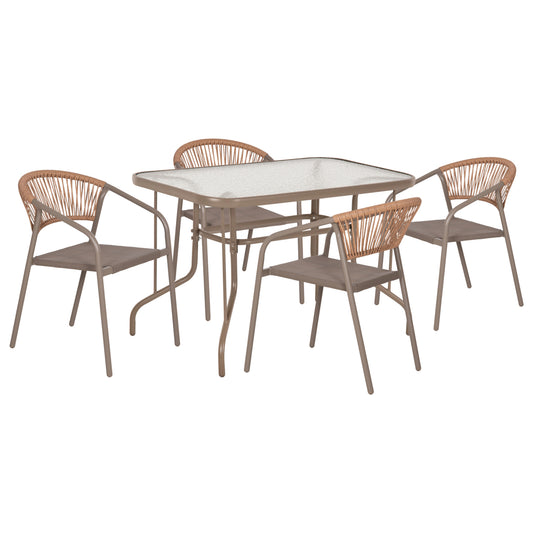 ΣΕΤ ΤΡΑΠΕΖΑΡΙΑΣ 5ΤΜΧ ADAM HM10727.04 ΚΑΡΕΚΛΕΣ ΜΕΤΑΛΛΙΚΕΣ & ΤΡΑΠΕΖΙ 110x60εκ ΣΑΜΠΑΝΙ