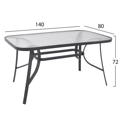 OUTDOOR DINING SET 5PCS BRUNO HM10729.01 METAL CHAIRS & TABLE 140x80cm GREY