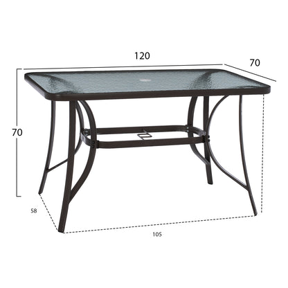 OUTDOOR DINING SET 5PCS BRAVO HM10731---4 CHAIRS & TABLE 120x70cm BROWN