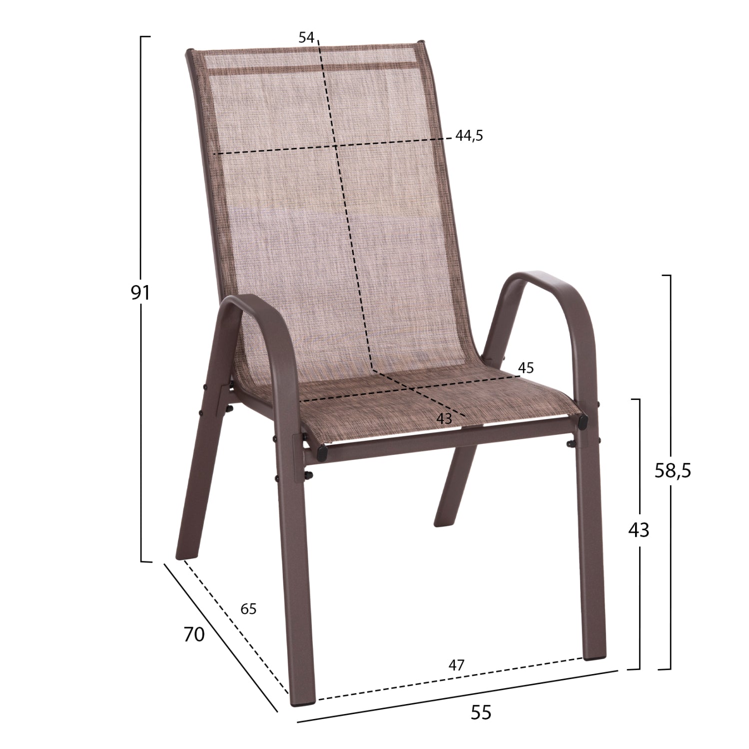OUTDOOR DINING SET 5PCS BRAVO HM10731---4 CHAIRS & TABLE 120x70cm BROWN