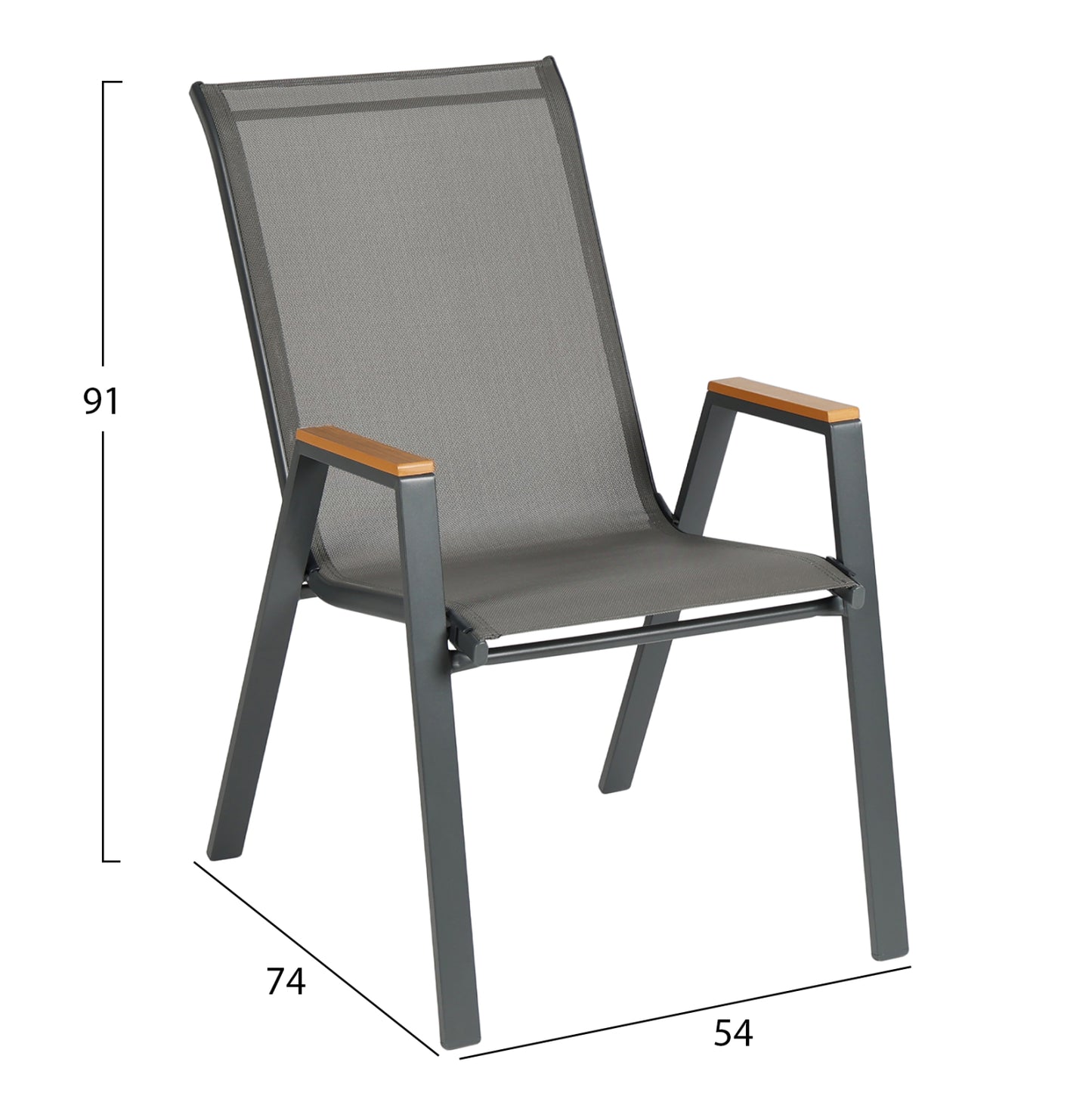 OUTDOOR DINING SET 5PCS LEONE HM10835.01 METAL CHAIRS & TABLE 110x60cm GREY