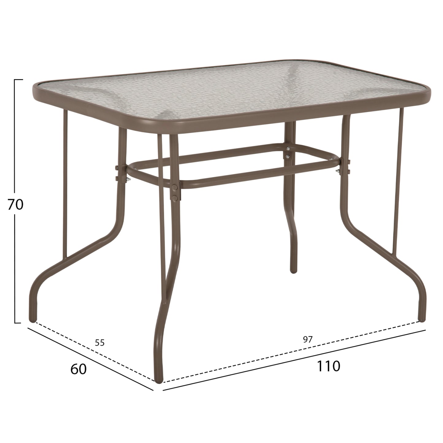 OUTDOOR DINING SET 5PCS LEONE HM10835.04 METAL CHAIRS & TABLE 110x60cm CHAMPAGNE
