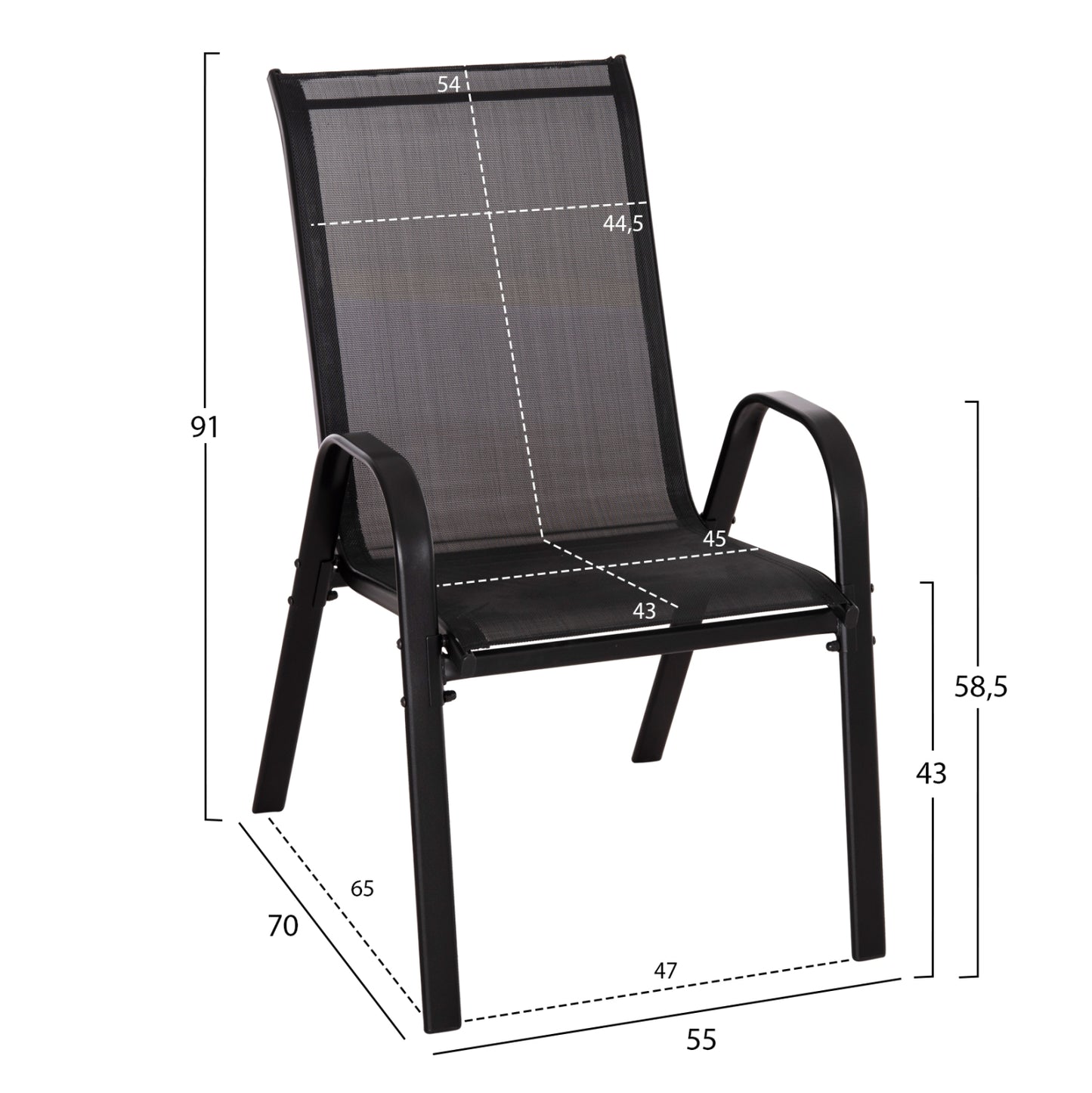 OUTDOOR DINING SET 5PCS BRUNO HM10895.03 BLACK METAL & TEXTILENE