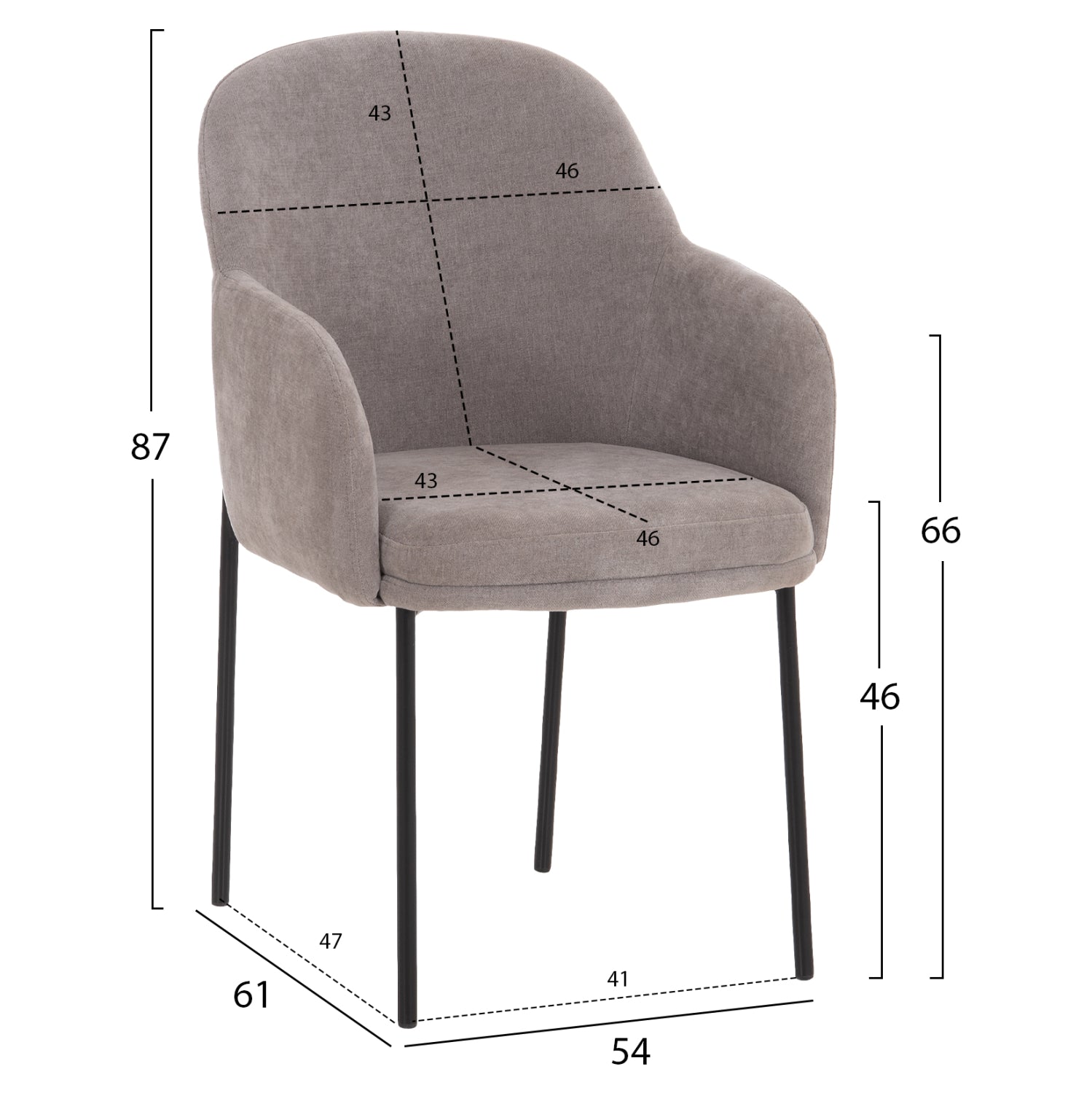 DINING SET 5PCS MANIDO HM10950.01 CERAMIC TOP--FABRIC IN GREY & BLACK METAL LEGS
