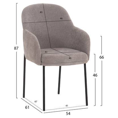 DINING SET 5PCS MANIDO HM10950.01 CERAMIC TOP--FABRIC IN GREY & BLACK METAL LEGS