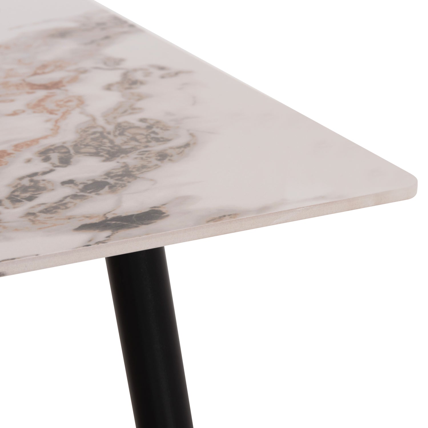 DINING SET 5PCS DRENNY HM10952.03 CERAMIC TOP--FABRIC IN TAUPE & BLACK METAL LEGS