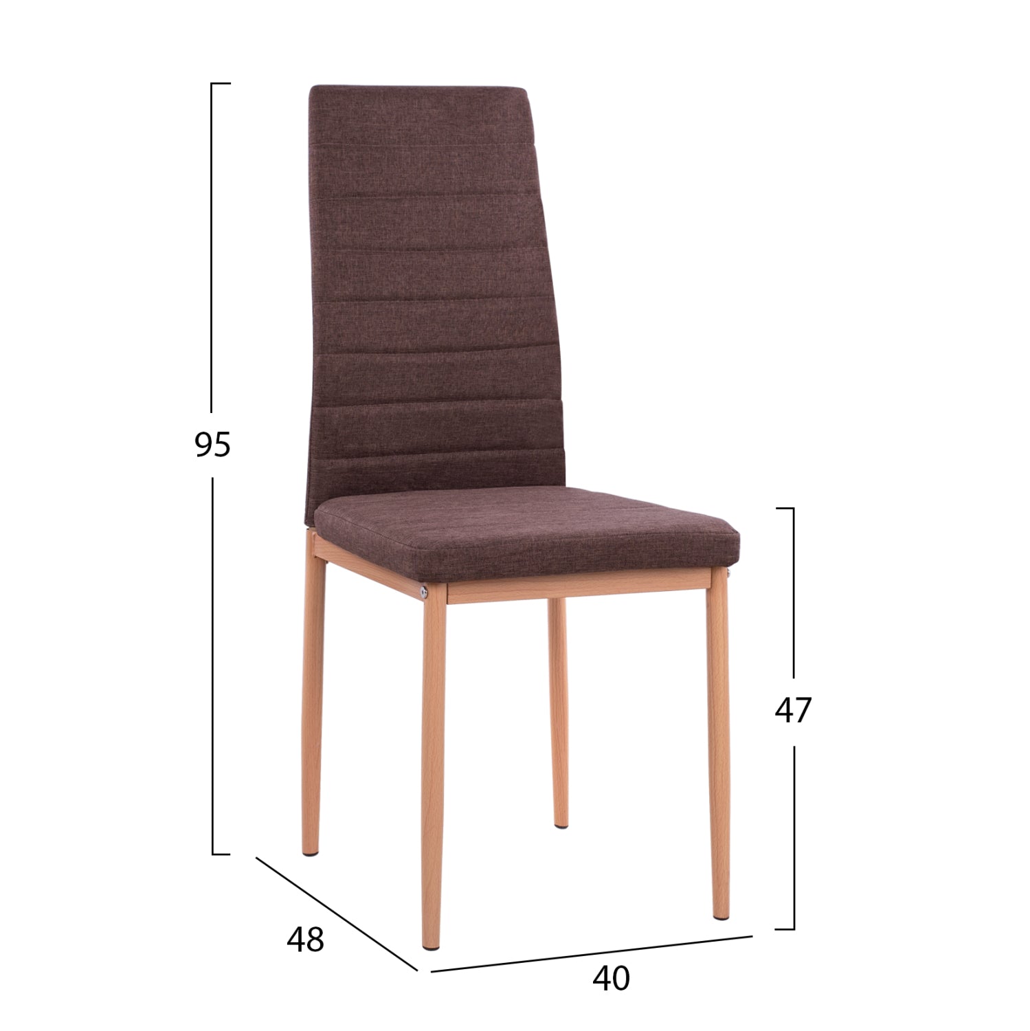DINING SET 5PCS LADY HM11595 GLASS--METAL--MDF IN SONAMA & BROWN FABRIC