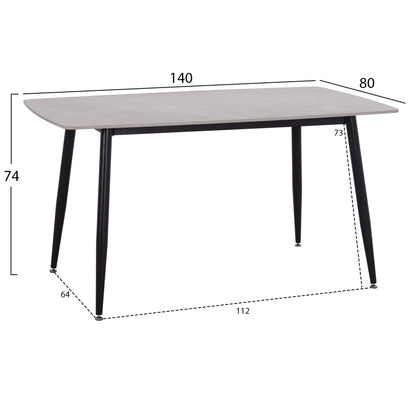 DINING SET 5PCS RAVEN HM12116.01 CERAMIC TOP GREY MARBLE--GREY VELVET