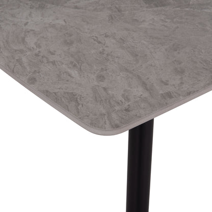 DINING SET 5PCS RAVEN HM12116.01 CERAMIC TOP GREY MARBLE--GREY VELVET