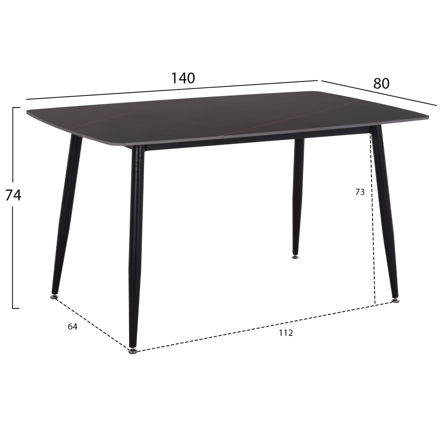 DINING SET 5PCS RAVEN HM12116.03 CERAMIC TOP BLACK MARBLE--BLACK VELVET