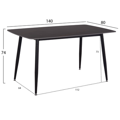 DINING SET 5PCS RAVEN HM12116.03 CERAMIC TOP BLACK MARBLE--BLACK VELVET