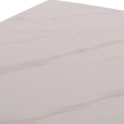 DINING SET 5PCS RAVEN HM12117.01 CERAMIC TOP WHITE MARBLE--DUSTY PINK VELVET