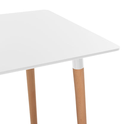 DINING SET 5PCS MINIMAL HM21172 MDF TOP IN WHITE-FRAMES IN NATURAL WOOD COLOR
