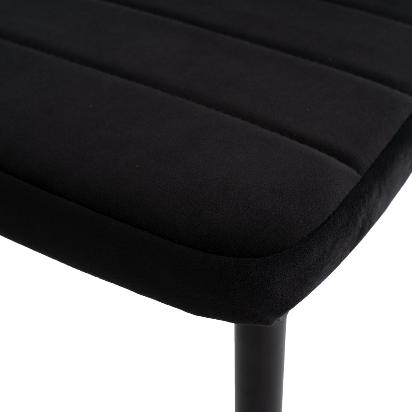 DINING SET 5PCS MINIMAL HM21173 MDF TOP IN BLACK--VELVET & METAL IN BLACK