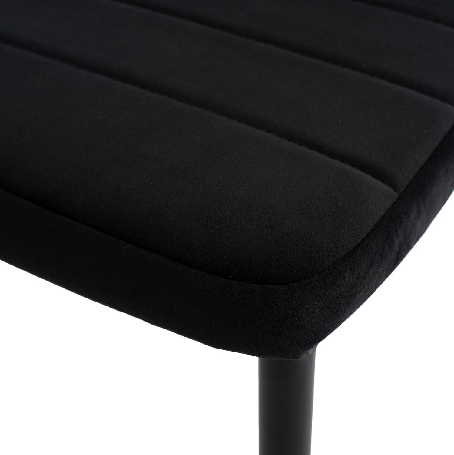 DINING SET 5PCS MINIMAL HM21173 MDF TOP IN BLACK--VELVET & METAL IN BLACK