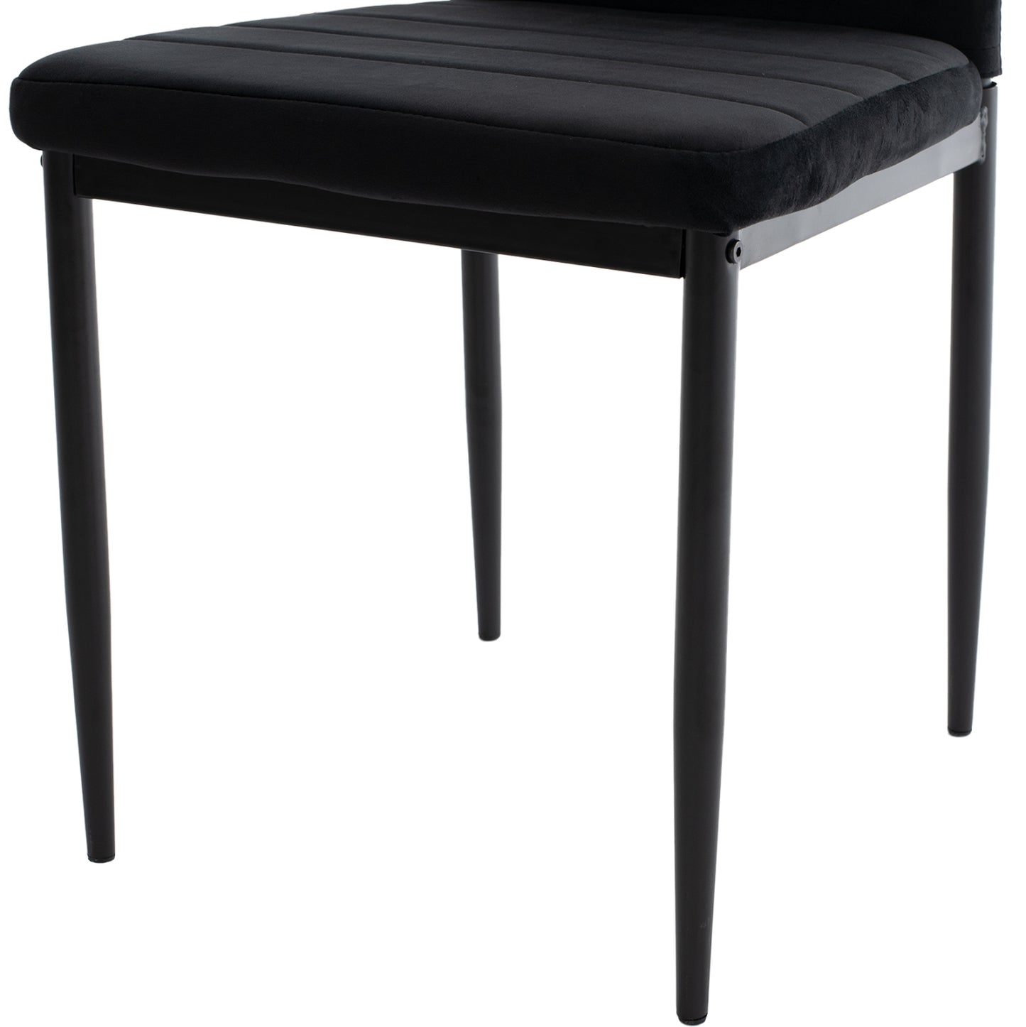 DINING SET 5PCS MINIMAL HM21173 MDF TOP IN BLACK--VELVET & METAL IN BLACK