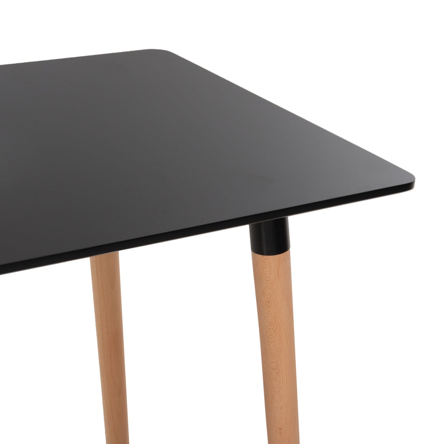 DINING SET 5PCS MINIMAL HM21178 MDF TOP IN BLACK-FRAMES IN NATURAL WOOD COLOR