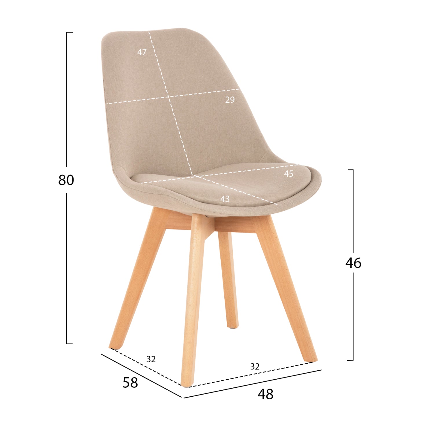 DINING SET 5PCS VEGAS HM21180 MDF TOP IN NATURAL--FABRIC IN BEIGE