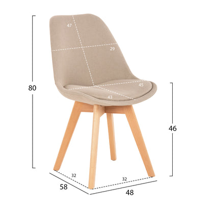 DINING SET 5PCS VEGAS HM21180 MDF TOP IN NATURAL--FABRIC IN BEIGE