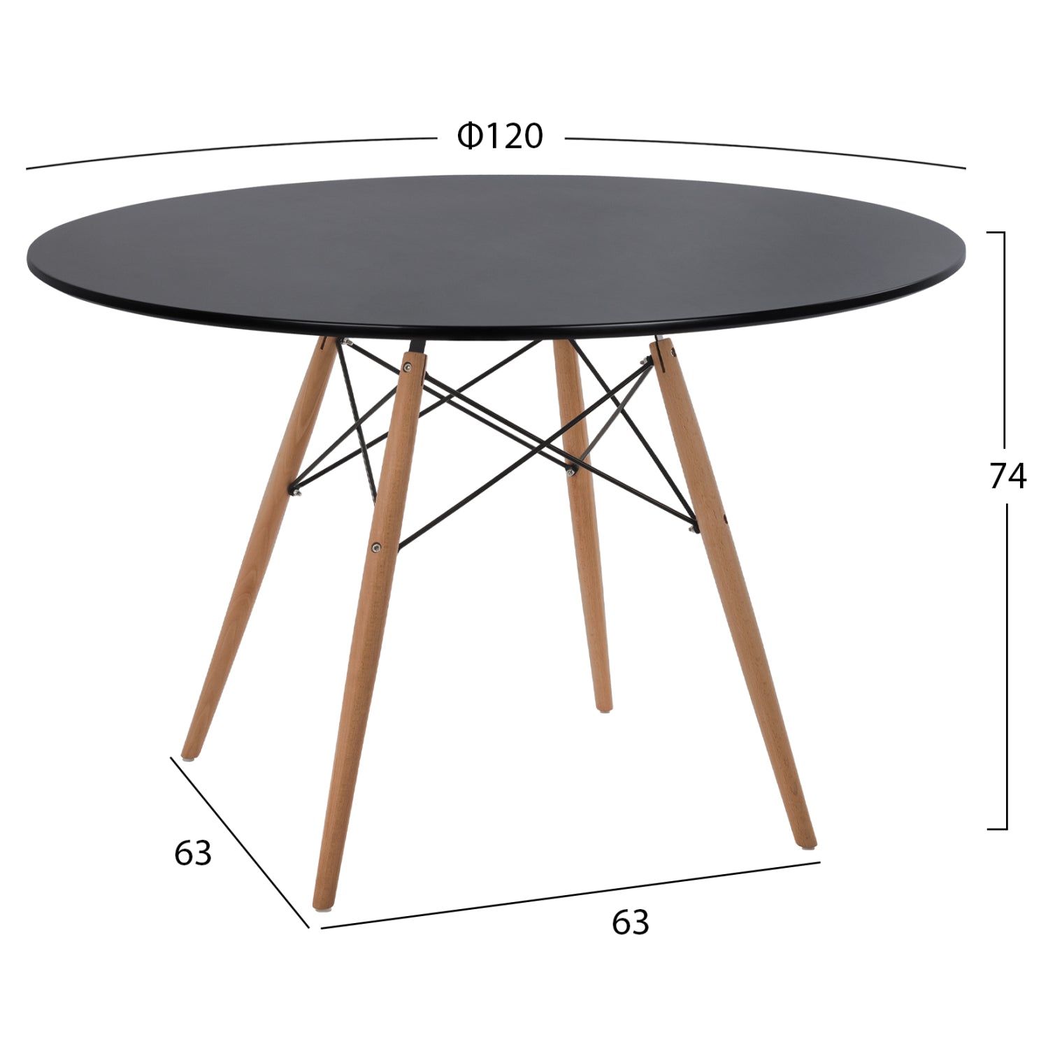 DINING SET 5PCS MAGGIE HM21187 MDF TOP & POLYPROPYLENE IN BLACK COLOR