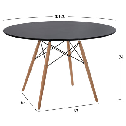 DINING SET 5PCS MAGGIE HM21187 MDF TOP & POLYPROPYLENE IN BLACK COLOR