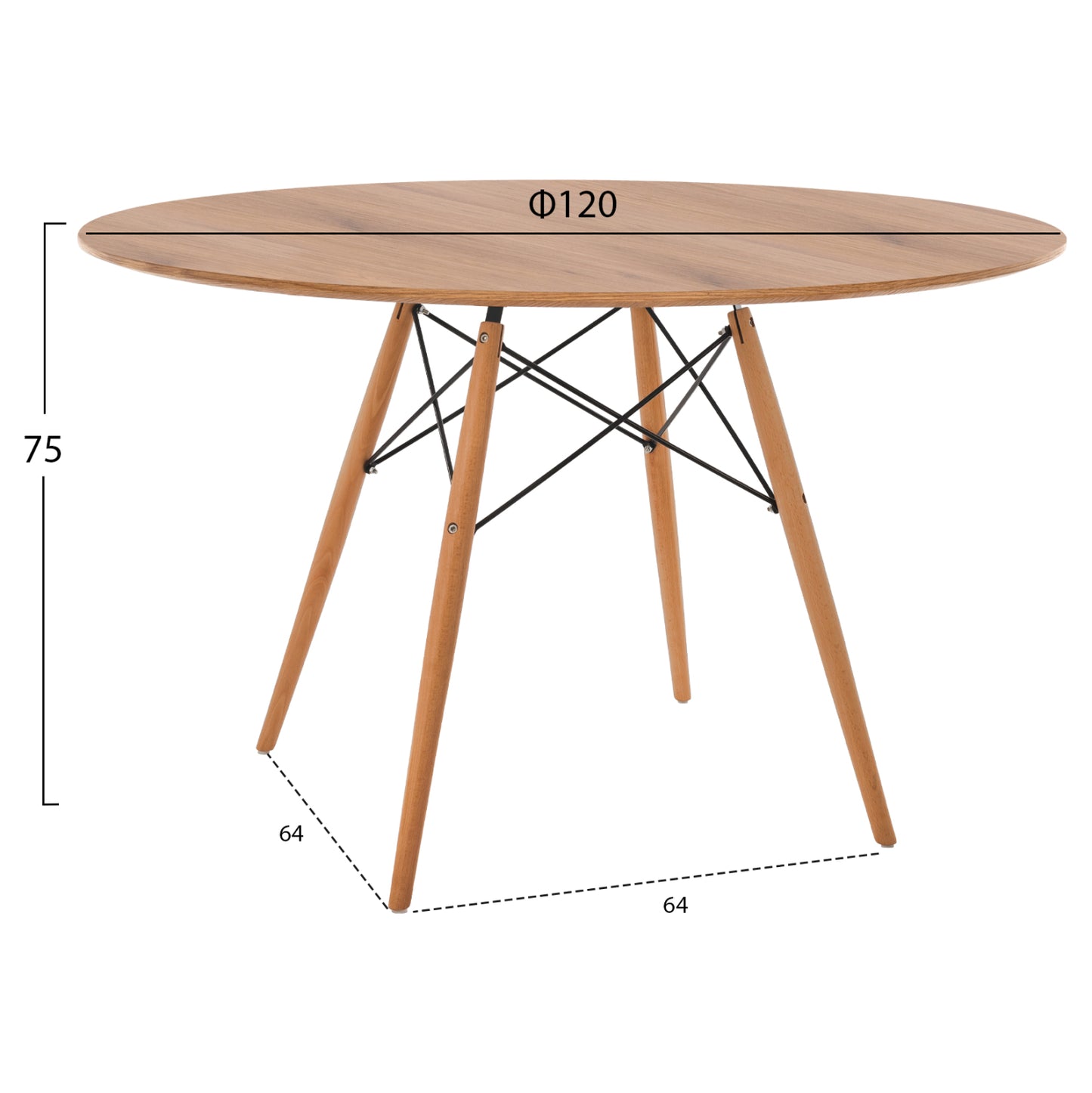 DINING SET 5PCS BRAVE HM21188 WITH 4 CHAIRS & ROUND TABLE