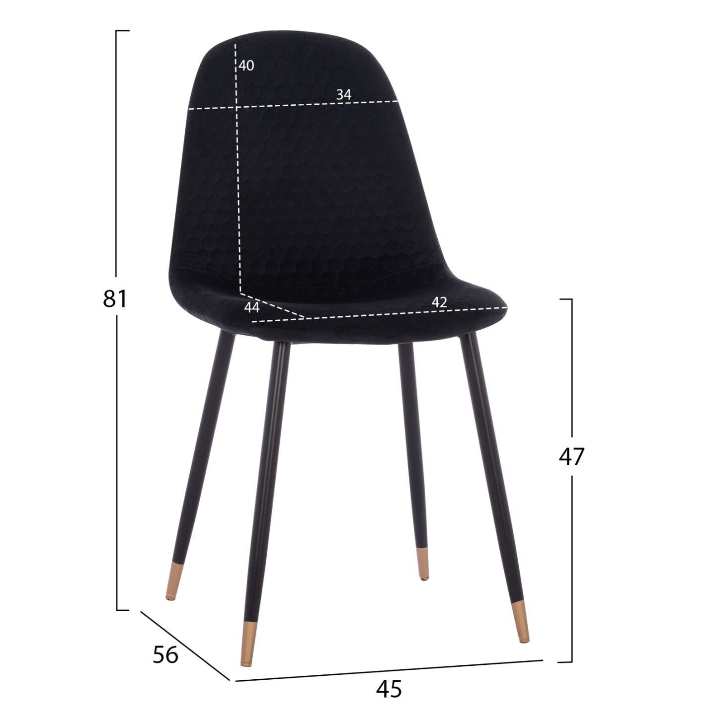 DINING SET 5PCS BROLIN HM21191 MDF TOP-METAL LEGS-VELVET--BLACK