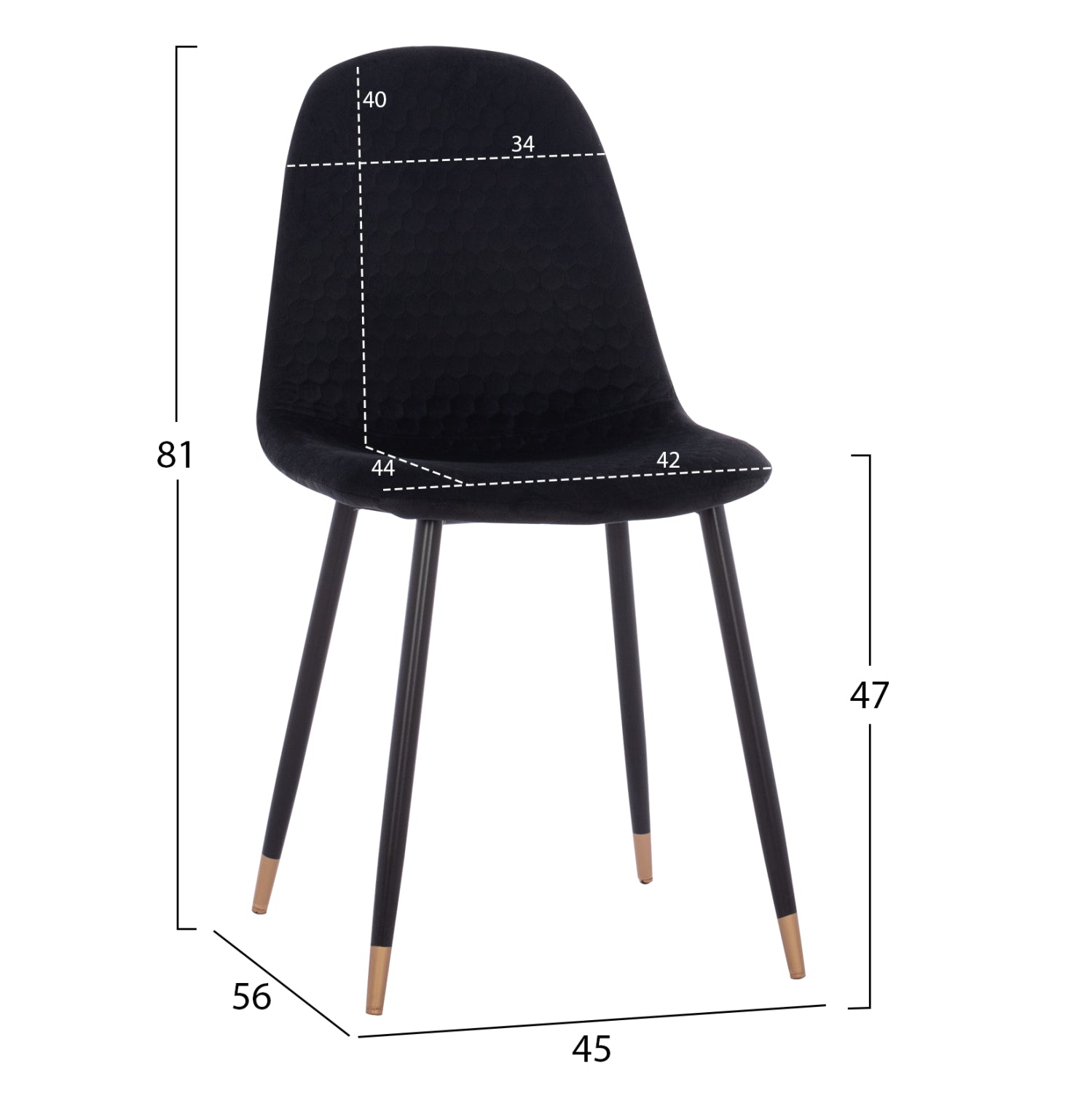 DINING SET 5PCS BROLIN HM21191 MDF TOP-METAL LEGS-VELVET--BLACK