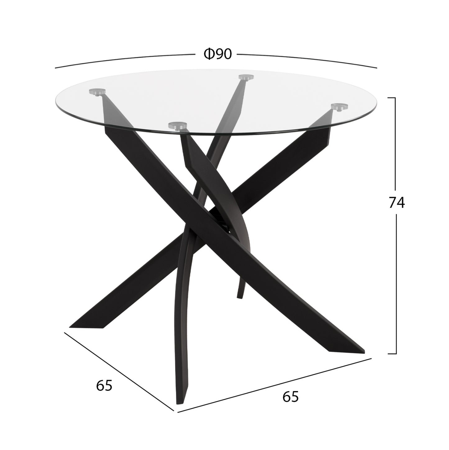 DINING SET 5PCS LADY HM21199.01 GLASS TOP--METAL IN BLACK & VELVET IN GREY