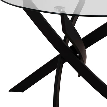 DINING SET 5PCS LADY HM21199.03 GLASS TOP--METAL IN BLACK & VELVET IN CYPRESS GREEN