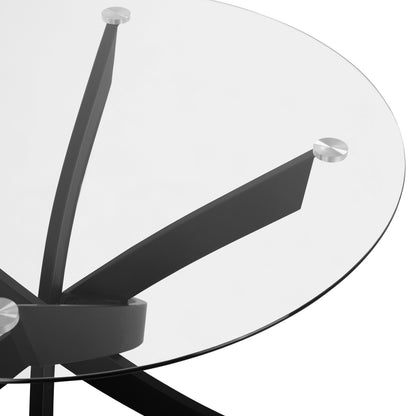 DINING SET 5PCS LADY HM21199.04 GLASS TOP--METAL & VELVET IN BLACK