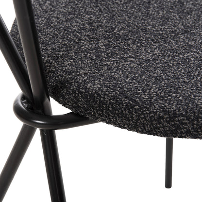 DINING SET 5PCS BROLIN HM21200 MDF TOP & METAL IN BLACK--DARK GREY FABRIC