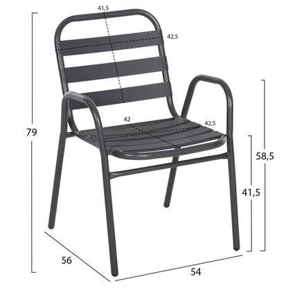 OUTDOOR DINING SET 5PCS ADAM HM21219 METAL CHAIRS & TABLE 110x60 GREY
