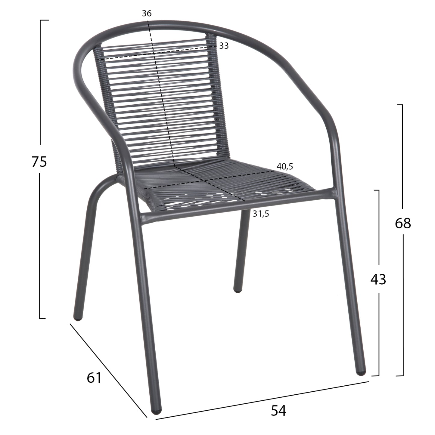 OUTDOOR DINING SET 5PCS SWIFTER HM21222 METAL CHAIRS & TABLE 110x60 GREY