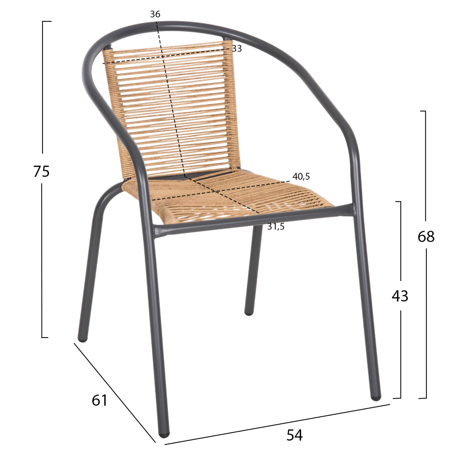 OUTDOOR DINING SET 5PCS SWIFTER HM21222.01 METAL CHAIRS & TABLE 110x60 GREY-NATURAL