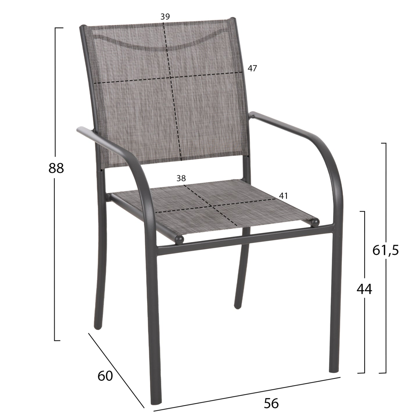 OUTDOOR DINING SET 5PCS REDAN HM21223 TABLE & 4 ARMCHAIRS IN GREY