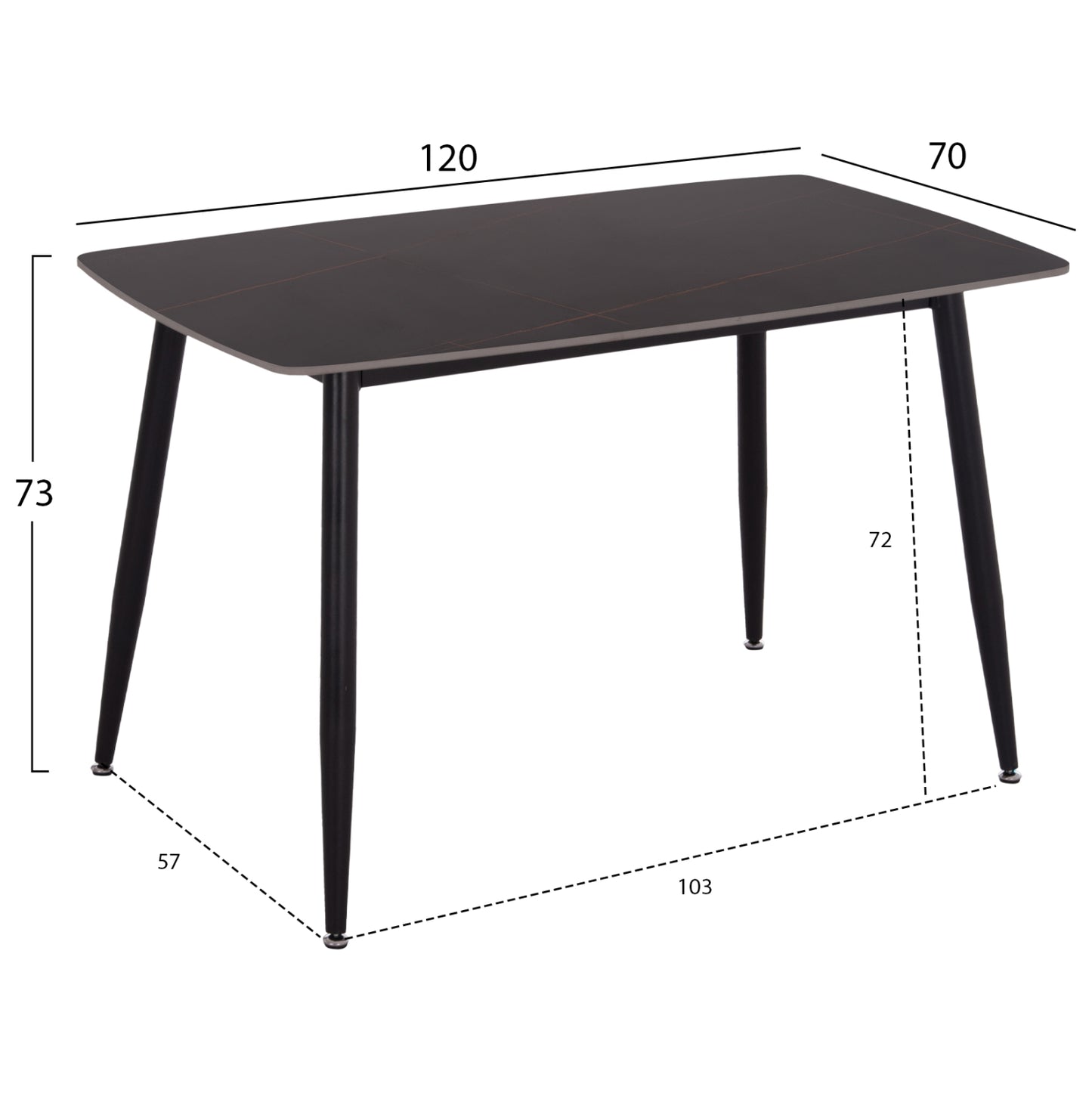 DINING SET 5PCS RAVEN HM21224.02 CERAMIC TOP BLACK MARBLE--BLACK VELVET