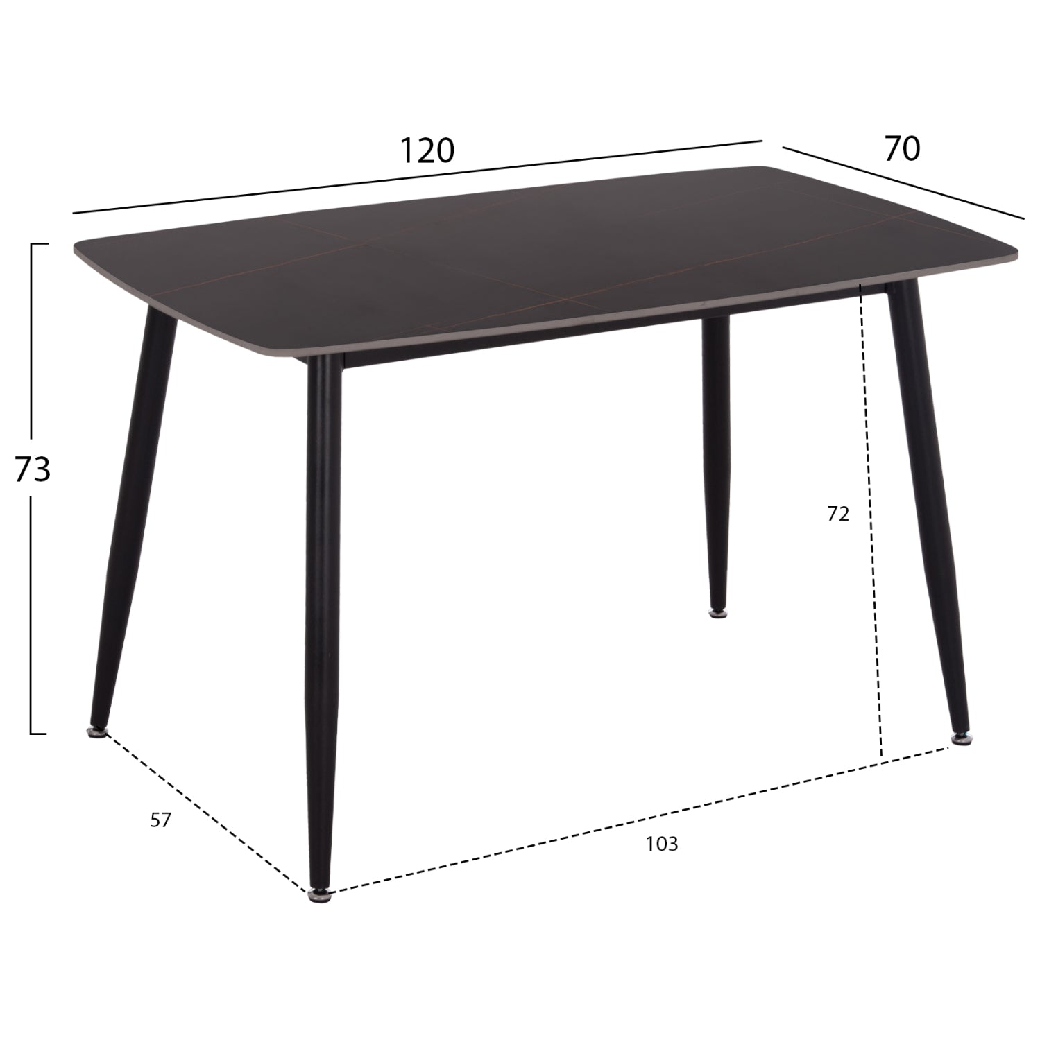 DINING SET 5PCS RAVEN HM21264.02 CERAMIC TOP BLACK MARBLE--VELVET IN DUSTY PINK