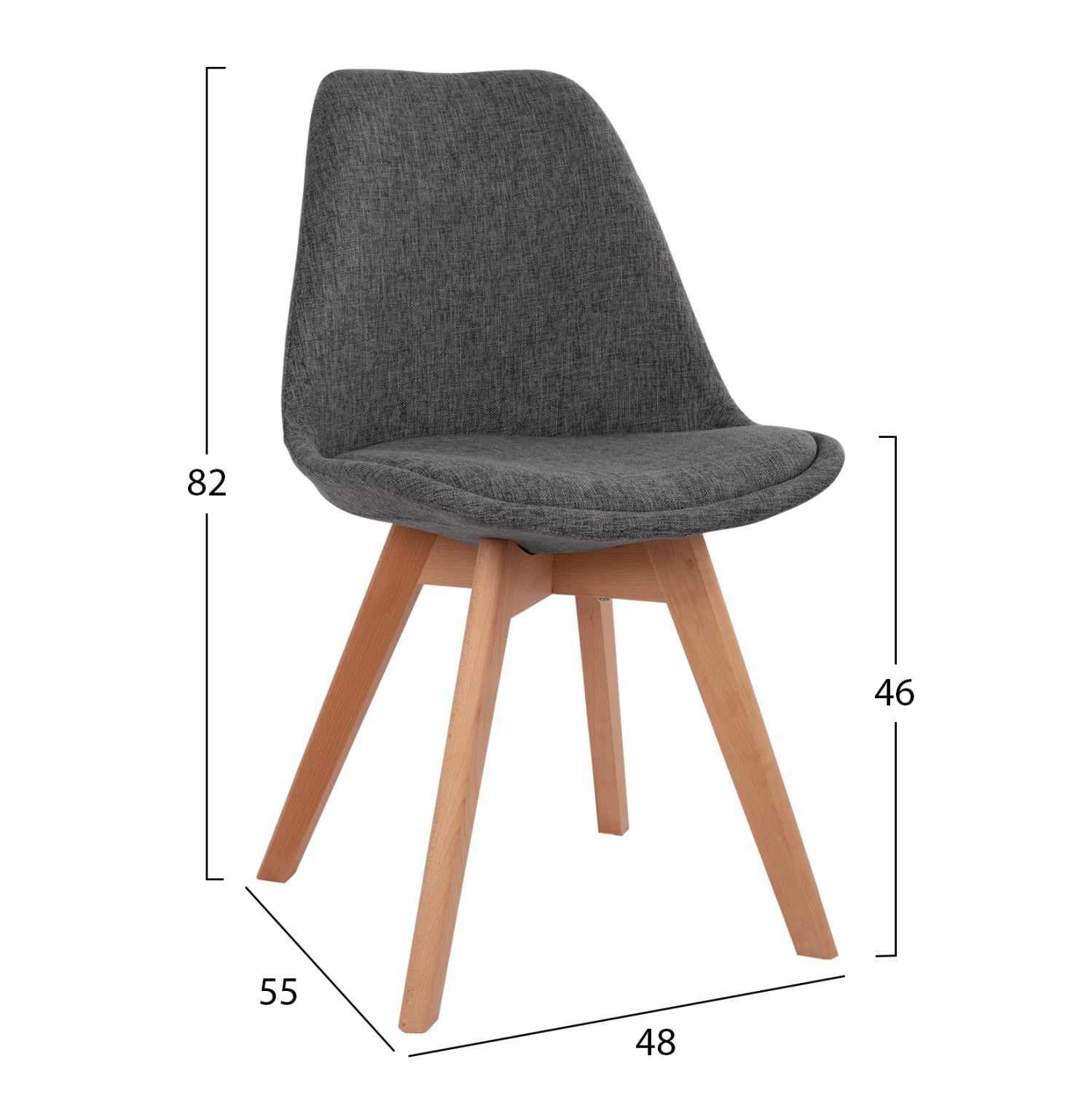 DINING SET 5PCS MORGAN HM21269.03 DINING TABLE & 4 DINING CHAIRS - GREY FABRIC