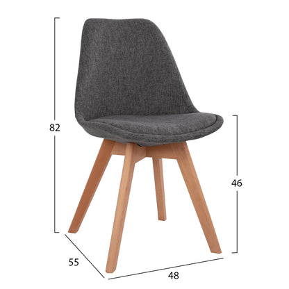 DINING SET 5PCS MORGAN HM21269.03 DINING TABLE & 4 DINING CHAIRS - GREY FABRIC