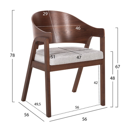 DINING SET 5PCS RINER HM21340 SQUARE TABLE MADE OF MDF--CHAIRS MADE OF RUBBERWOOD & FABRIC