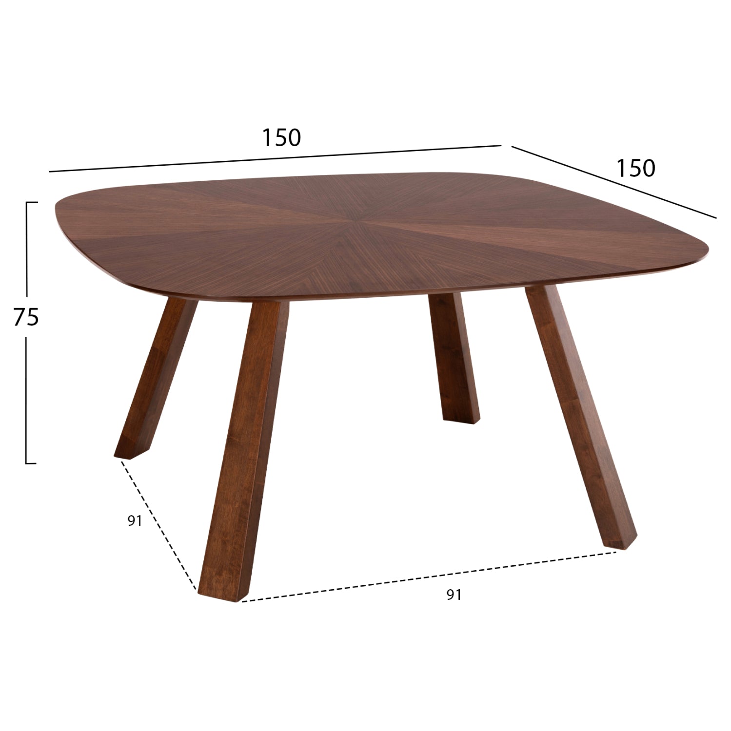 DINING SET 5PCS HANA HM21340.02 SQUARE TABLE MADE OF MDF--CHAIRS MADE OF RUBBERWOOD & FABRIC