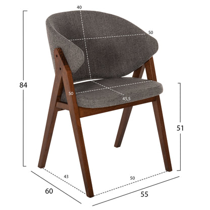 DINING SET 5PCS HANA HM21340.02 SQUARE TABLE MADE OF MDF--CHAIRS MADE OF RUBBERWOOD & FABRIC