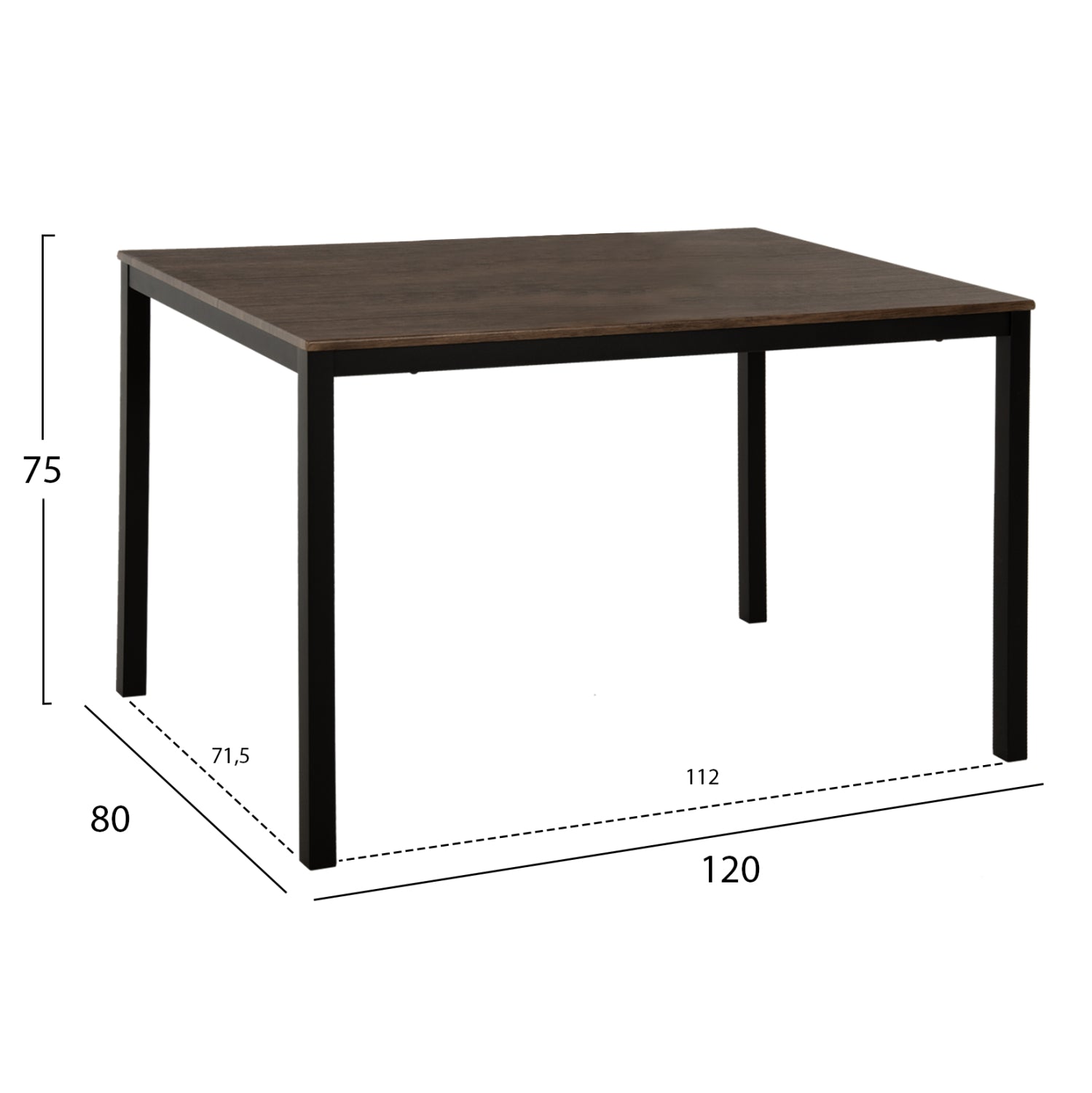 DINING SET GOOSE 5PCS HM9530.01 MDF IN WALNUT-METAL IN BLACK 120x80x75Hcm.