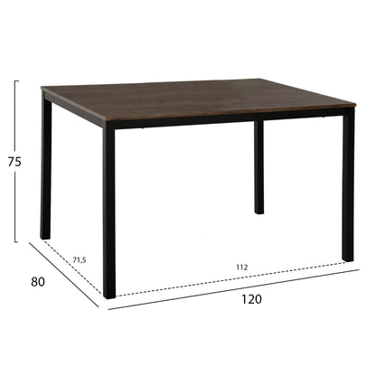 DINING SET GOOSE 5PCS HM9530.01 MDF IN WALNUT-METAL IN BLACK 120x80x75Hcm.