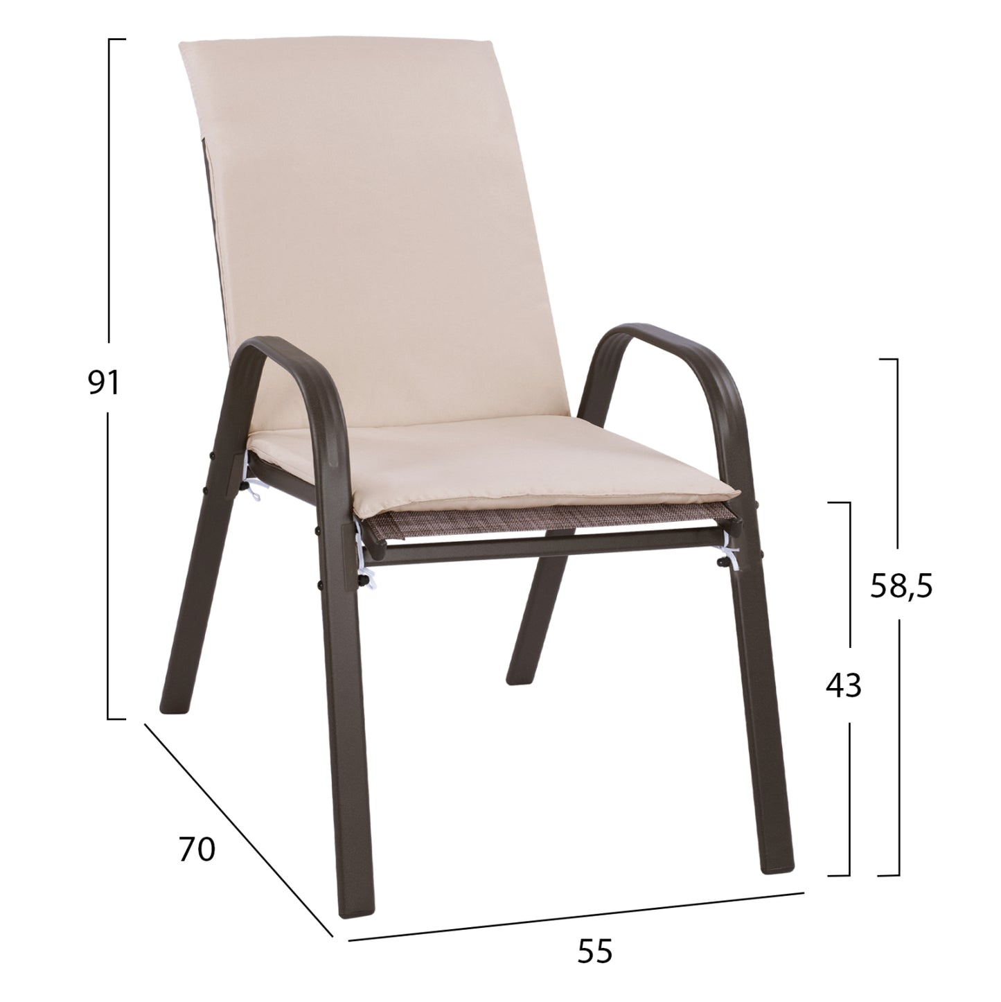 OUTDOOR DINING SET 5PCS HM10570.02 TABLE 150X90cm & 4 CHAIRS WITH CUSHION--BROWN