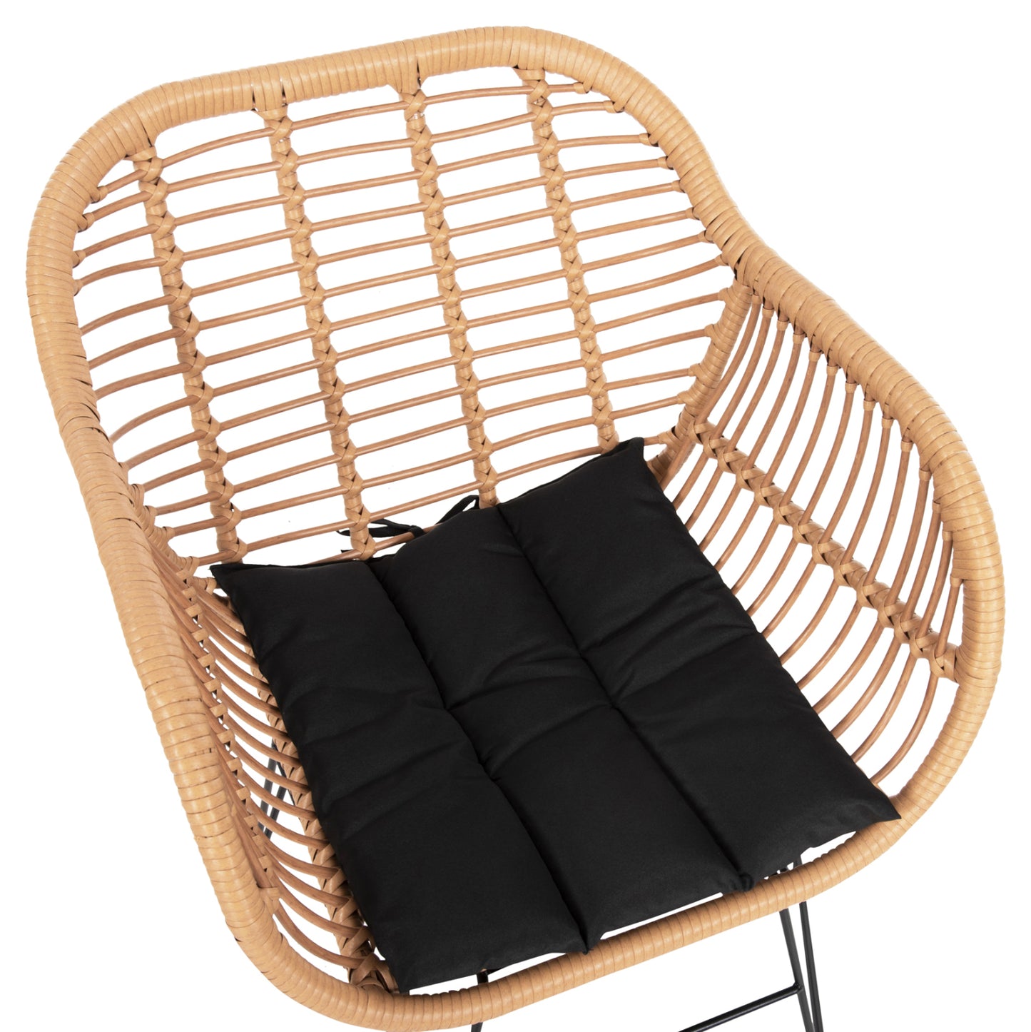 OUTDOOR DINING SET 7PCS ALLEGRA HM10495 WICKER IN BEIGE-METAL IN BLACK